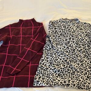 LOFT Women's Sweater Duo - Burgundy and Black/White